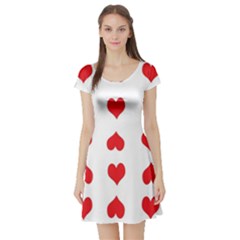 Heart Red Love Valentines Day Short Sleeve Skater Dress by HermanTelo