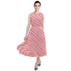 Pattern Texture Pink Round Neck Boho Dress by HermanTelo