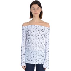 Music Notes Background Wallpaper Off Shoulder Long Sleeve Top by HermanTelo