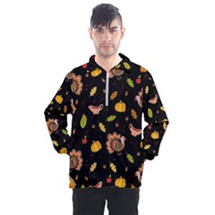 Thanksgiving Turkey Pattern Men s Half Zip Pullover by Valentinaart