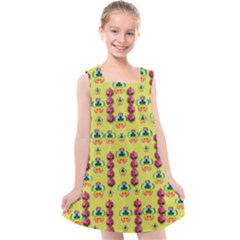 Power Can Be Flowers And Ornate Colors Decorative Kids  Cross Back Dress by pepitasart