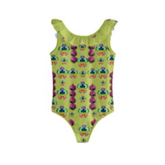 Power Can Be Flowers And Ornate Colors Decorative Kids  Frill Swimsuit by pepitasart