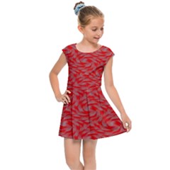 Background Abstraction Red Gray Kids  Cap Sleeve Dress by HermanTelo