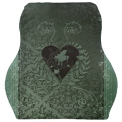 Elegant Heart With Piano And Clef On Damask Background Car Seat Velour Cushion  by FantasyWorld7