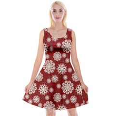 Snowflakes On Red Reversible Velvet Sleeveless Dress by bloomingvinedesign