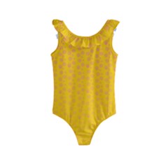 Background Polka Yellow Kids  Frill Swimsuit by HermanTelo