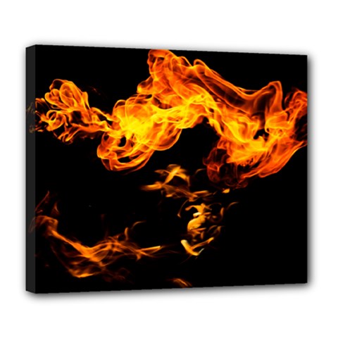 Can Walk On Fire, Black Background Deluxe Canvas 24  X 20  (stretched) by picsaspassion