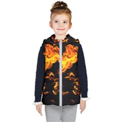 Can Walk On Fire, Black Background Kids  Hooded Puffer Vest by picsaspassion