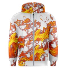 Can Walk On Volcano Fire, White Background Men s Zipper Hoodie by picsaspassion