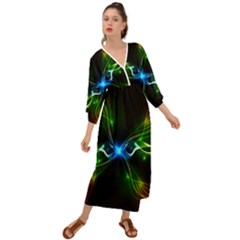 Colorful Neon Art Light Rays, Rainbow Colors Grecian Style  Maxi Dress by picsaspassion