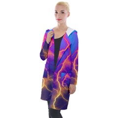 Blue Lightning Colorful Digital Art Hooded Pocket Cardigan by picsaspassion