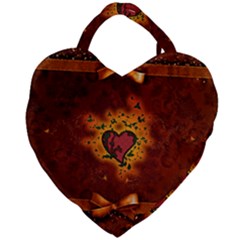 Beautiful Heart With Leaves Giant Heart Shaped Tote by FantasyWorld7