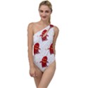 Ghost Halloween Drawing Flower Leaf To One Side Swimsuit View1