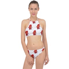 Ghost Halloween Drawing Flower Leaf Racer Front Bikini Set by Vaneshart