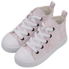 Pink Marble Texture Floor Background With Light Pink Veins Greek Marble Print Luxuous Real Marble  Kids  Mid-top Canvas Sneakers by genx