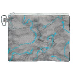 Marble Light Gray With Bright Cyan Blue Veins Texture Floor Background Retro Neon 80s Style Neon Colors Print Luxuous Real Marble Canvas Cosmetic Bag (xxl) by genx