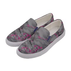 Marble Light Gray With Bright Magenta Pink Veins Texture Floor Background Retro Neon 80s Style Neon Colors Print Luxuous Real Marble Women s Canvas Slip Ons by genx