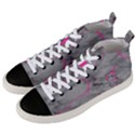 Marble light gray with bright magenta pink veins texture floor background retro neon 80s style neon colors print luxuous real marble Men s Mid-Top Canvas Sneakers View2