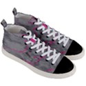 Marble light gray with bright magenta pink veins texture floor background retro neon 80s style neon colors print luxuous real marble Men s Mid-Top Canvas Sneakers View3