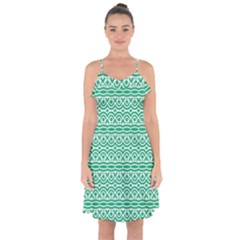 Pattern Green Ruffle Detail Chiffon Dress by Mariart