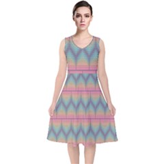 Pattern Background Texture Colorful V-neck Midi Sleeveless Dress  by HermanTelo