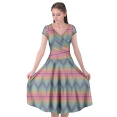 Pattern Background Texture Colorful Cap Sleeve Wrap Front Dress by HermanTelo