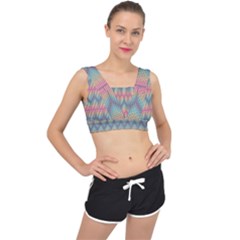 Pattern Background Texture Colorful V-back Sports Bra by HermanTelo