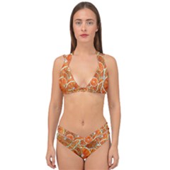 Oranges Background Texture Pattern Double Strap Halter Bikini Set by HermanTelo