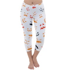 Pumpkin Faces Pattern Capri Winter Leggings  by Sobalvarro