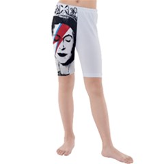 Banksy Graffiti Uk England God Save The Queen Elisabeth With David Bowie Rockband Face Makeup Ziggy Stardust Kids  Mid Length Swim Shorts by snek