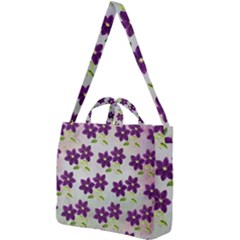 Purple Flower Square Shoulder Tote Bag by HermanTelo