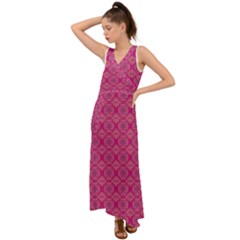 Background Texture Pattern Mandala V-neck Chiffon Maxi Dress by HermanTelo