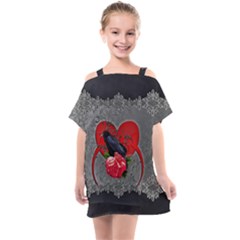 Wonderful Crow On A Heart Kids  One Piece Chiffon Dress by FantasyWorld7