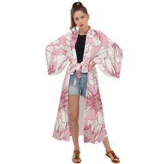 Pink Flowers Maxi Kimono by Sobalvarro