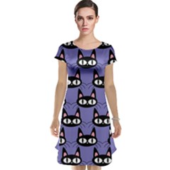 Cute Black Cat Pattern Cap Sleeve Nightdress by Valentinaart