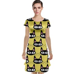 Cute Black Cat Pattern Cap Sleeve Nightdress by Valentinaart