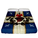 Quebec flag drapeau Québec Patriote Carillon Sacré-Coeur Christian Catholic old vintage with fleurs de lys Fitted Sheet (California King Size) View1