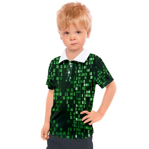 Abstract Plaid Green Kids  Polo Tee by HermanTelo