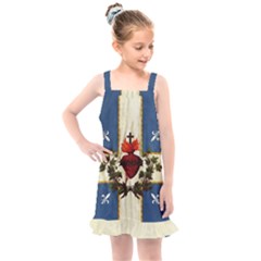 Quebec Flag Drapeau Québec Patriote Carillon Sacré-coeur Christian Catholic Old Vintage With Fleurs De Lys Kids  Overall Dress by Quebec