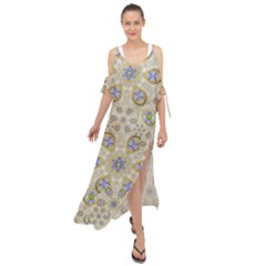 A Gift With Flowers And Bubble Wrap Maxi Chiffon Cover Up Dress by pepitasart