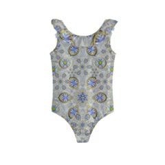 A Gift With Flowers And Bubble Wrap Kids  Frill Swimsuit by pepitasart