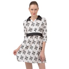 French France Fleur De Lys Metal Pattern Black And White Antique Vintage Mini Skater Shirt Dress by Quebec