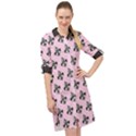 French France Fleur De Lys Metal Pattern black and white antique vintage pink and black rocker Long Sleeve Mini Shirt Dress View1
