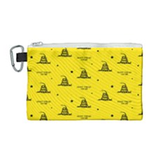 Gadsden Flag Don t Tread On Me Yellow And Black Pattern With American Stars Canvas Cosmetic Bag (medium) by snek