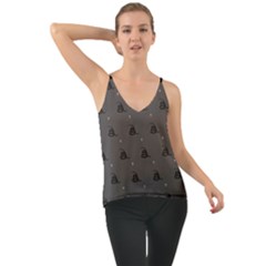 Gadsden Flag Don t Tread On Me Black And Gray Snake And Metal Gothic Crosses Chiffon Cami by snek