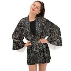 Pattern Effet Lignes Blanc Long Sleeve Kimono by kcreatif