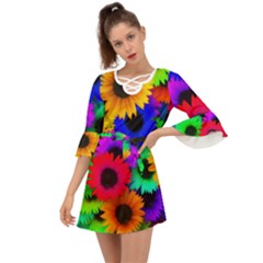 Colorful Sunflowers                                                      Criss Cross Mini Dress by LalyLauraFLM