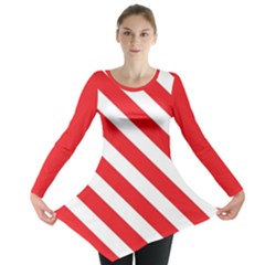 Candy Cane Red White Line Stripes Pattern Peppermint Christmas Delicious Design Long Sleeve Tunic  by genx