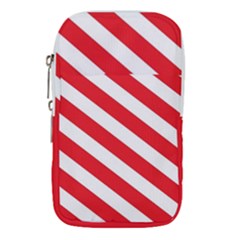 Candy Cane Red White Line Stripes Pattern Peppermint Christmas Delicious Design Waist Pouch (small) by genx