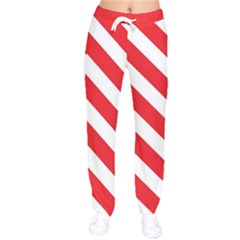 Candy Cane Red White Line Stripes Pattern Peppermint Christmas Delicious Design Women Velvet Drawstring Pants by genx